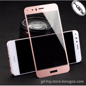 HUYSHE Colorful Silk Printing Front 9h hardness 2.5d curved Tempered Glass Screen Protector For Huawei honor v8